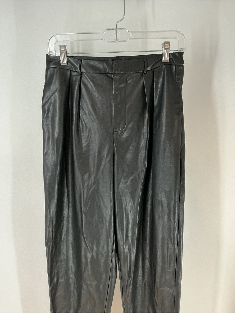 Mother Black Faux Leather Pleated Pants Size 27